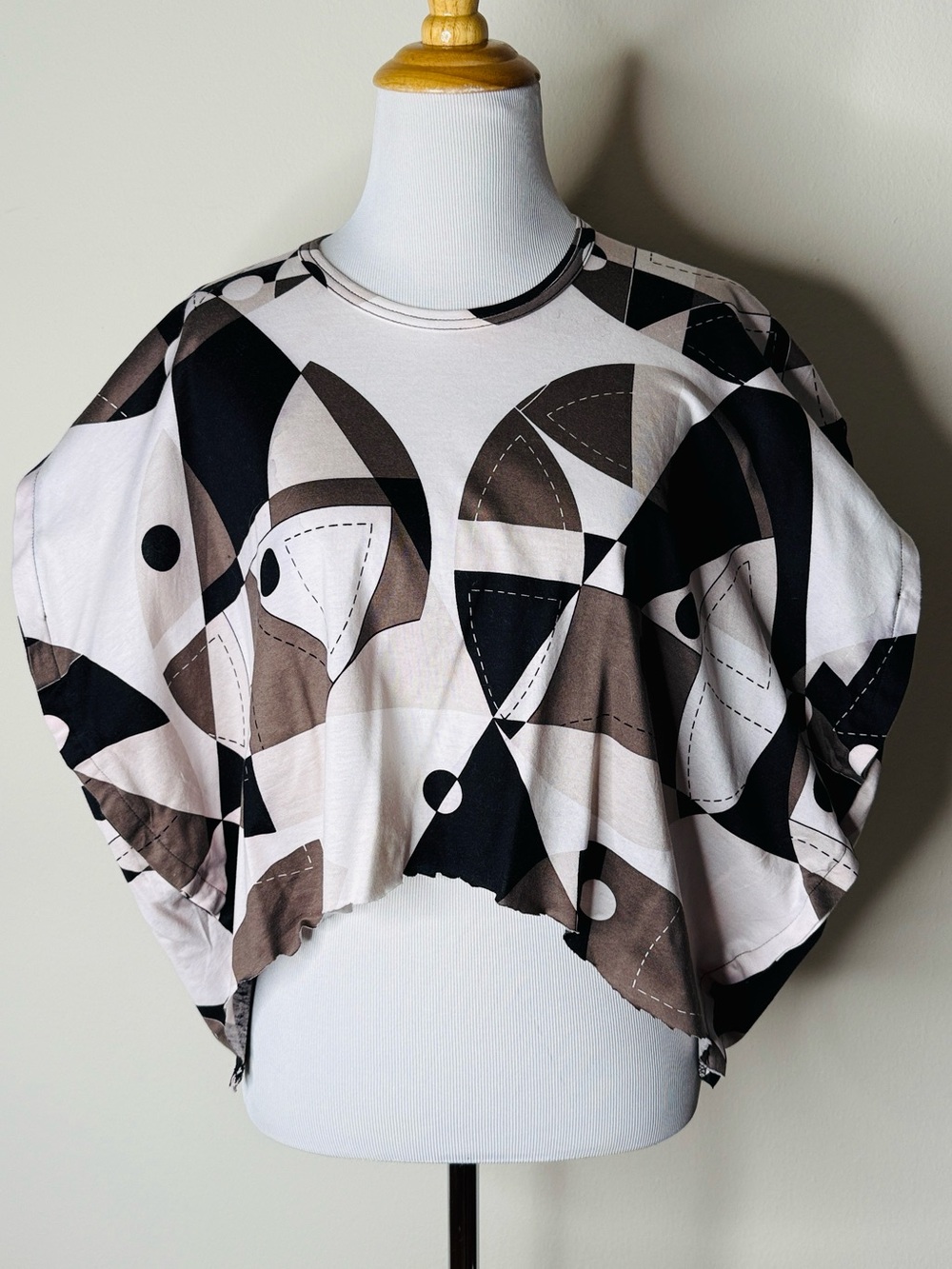 Junya Watanabe Comme des Garçons Brown & Black Geometric Print BatwingTop